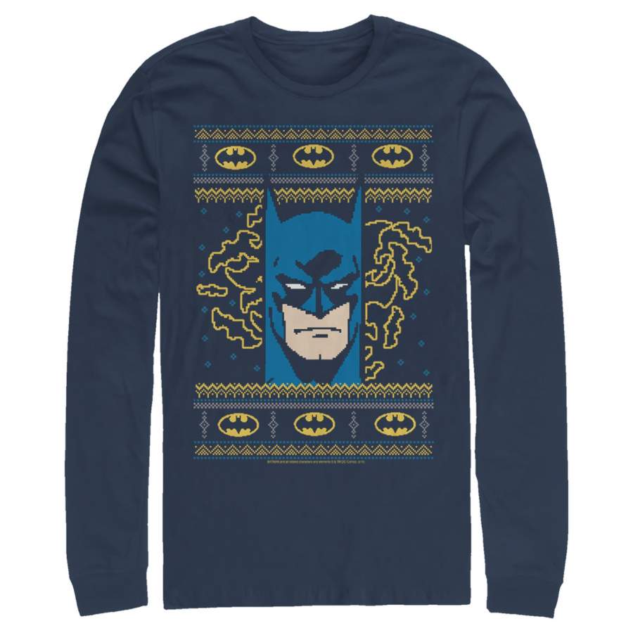 Batman Men’s Ugly Christmas Masked Hero  Long Sleeve Shirt