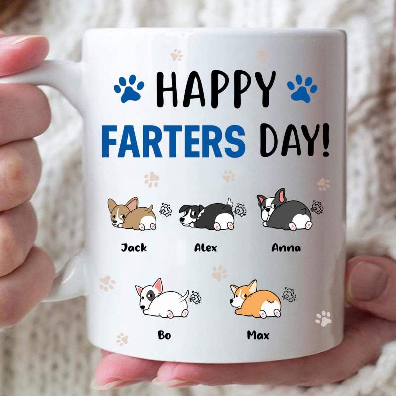 Father’S Day Dog Custom Mug Happy Farters Day Personalized Gift