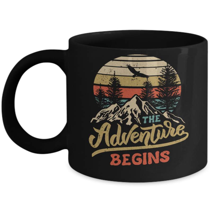 The Adventure Begins Climb The Mountain Vintage Mug