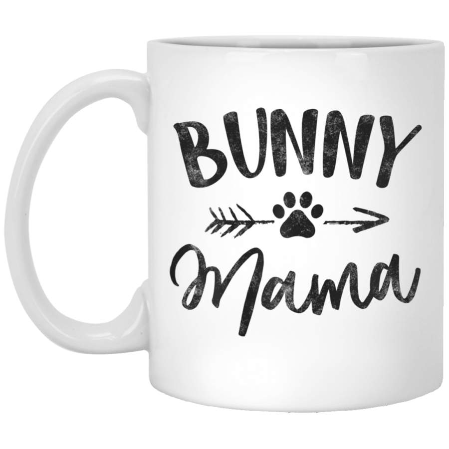 W Bunny Mama Animal Lovers Pet Owner Gifts Rabbit Mom 11oz 15oz White Mug Happy Easter Day Funny Colors Eggs Bunny Ears Peeps Cute