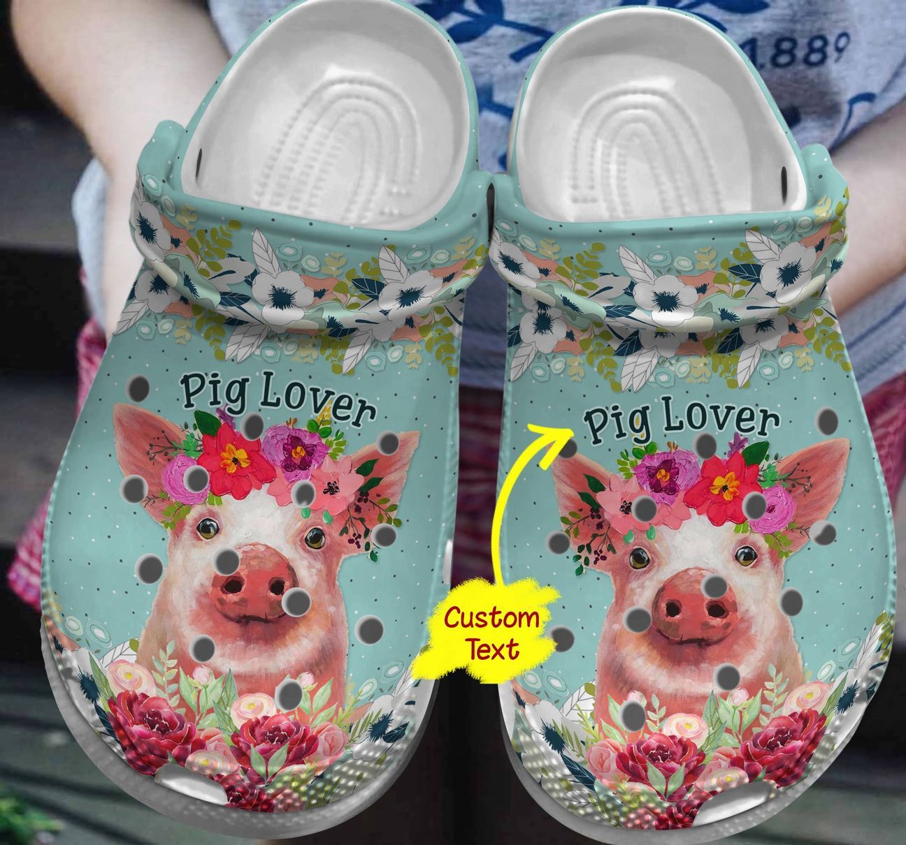 Pig Personalized Clog, Custom Name, Text, Color, Number Fashion Style For Women, Men, Kid, Print 3D Pig Lover