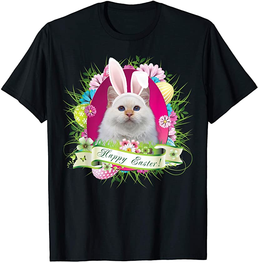 Bunny Turkish Angora Cat Happy Easter Day Lover Egg Hunt T-Shirt