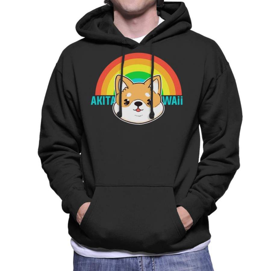 Akitawaii Hawaii Akita Rainbow Men’s Hooded Sweatshirt