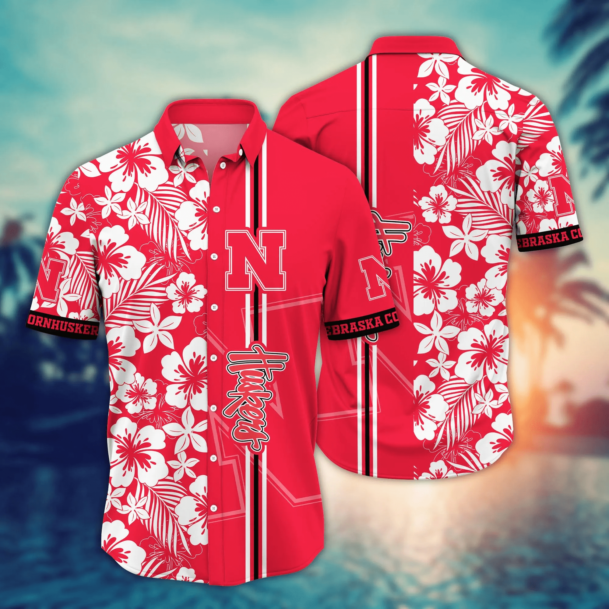 Nebraska Cornhuskers NCCA Hawaiian Shirt Ocean Wavestime Aloha Shirt