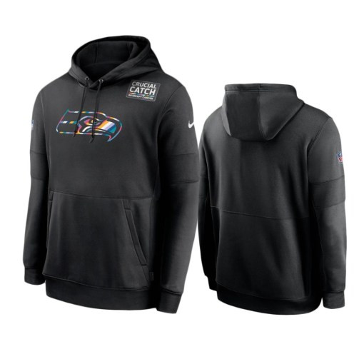 Seattle Seahawks Black Sideline Performance Crucial Catch Pullover Hoodie