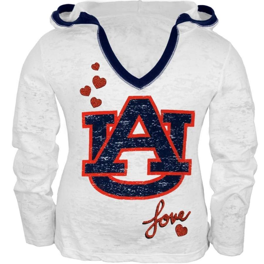 Auburn Tigers – Heart Girls Juvy Burnout Hooded Long Sleeve T-Shirt