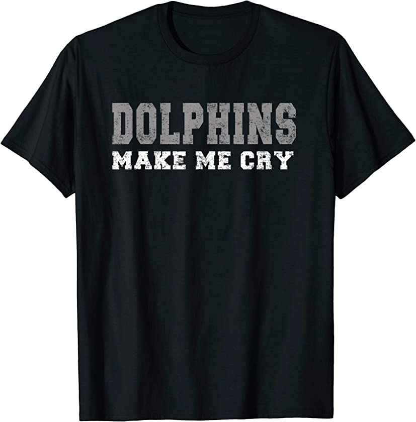 Hootie Shirt Dolphins Make Me Cry Distressed Vintage Print T-Shirt