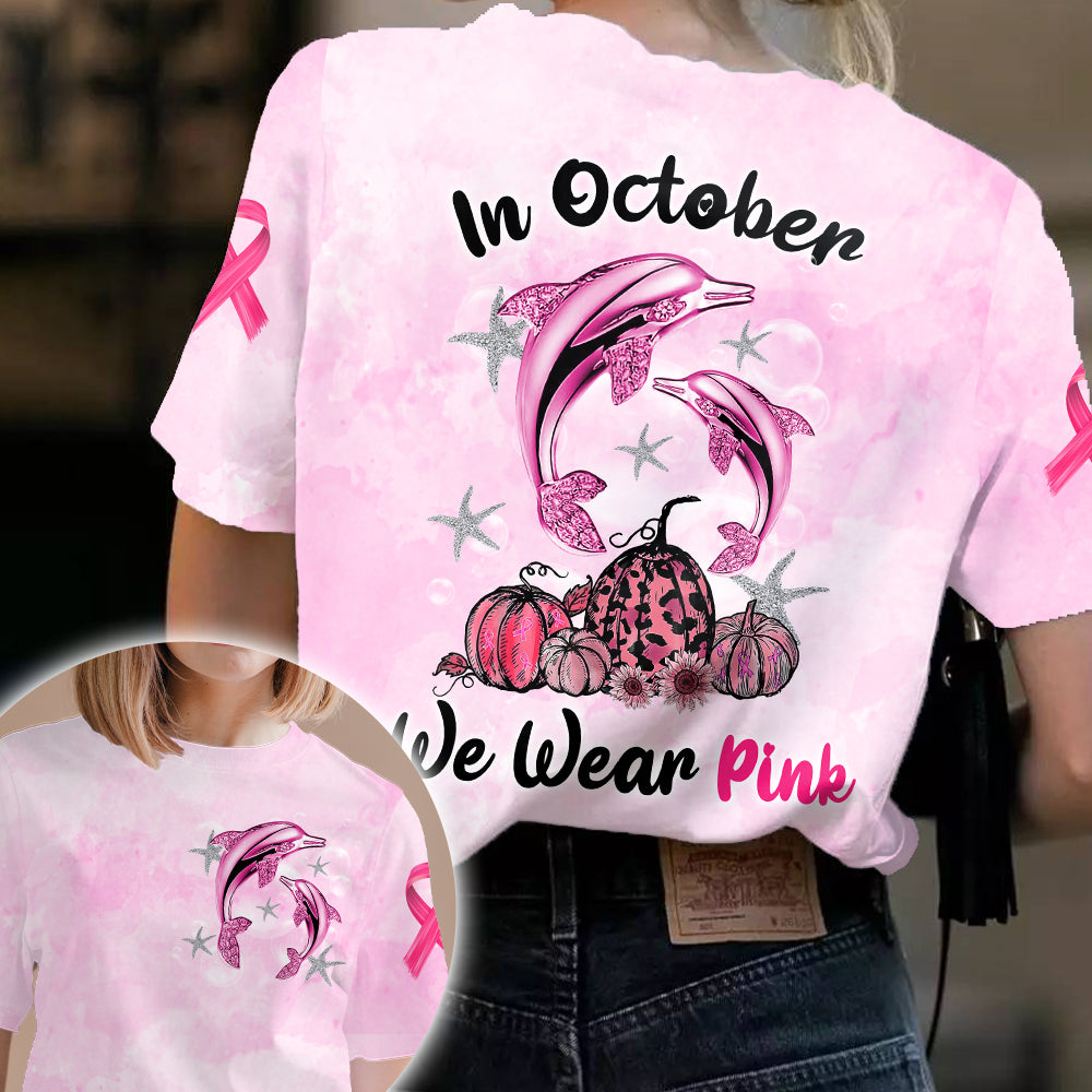 Dolphins – In October We Wear Pink 3D T-Shirt – Cc0821Qa