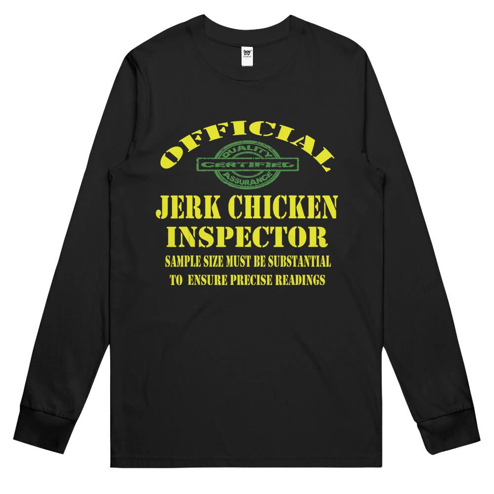 Jerk Chicken Favorite Jamaican Cuisine Dish Funny Sayings Long Sleeve T Shirts