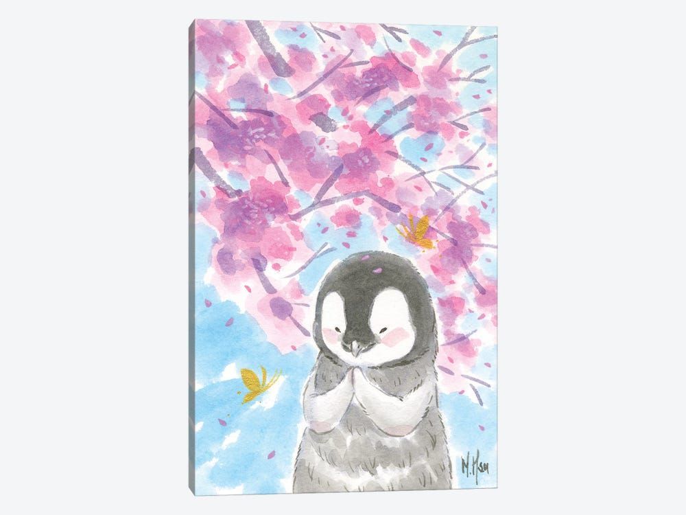 Cherry Blossom Penguin Canvas Poster 8″x12″ 12×18″ 18″x26″ 24″x36″ 30″x45″