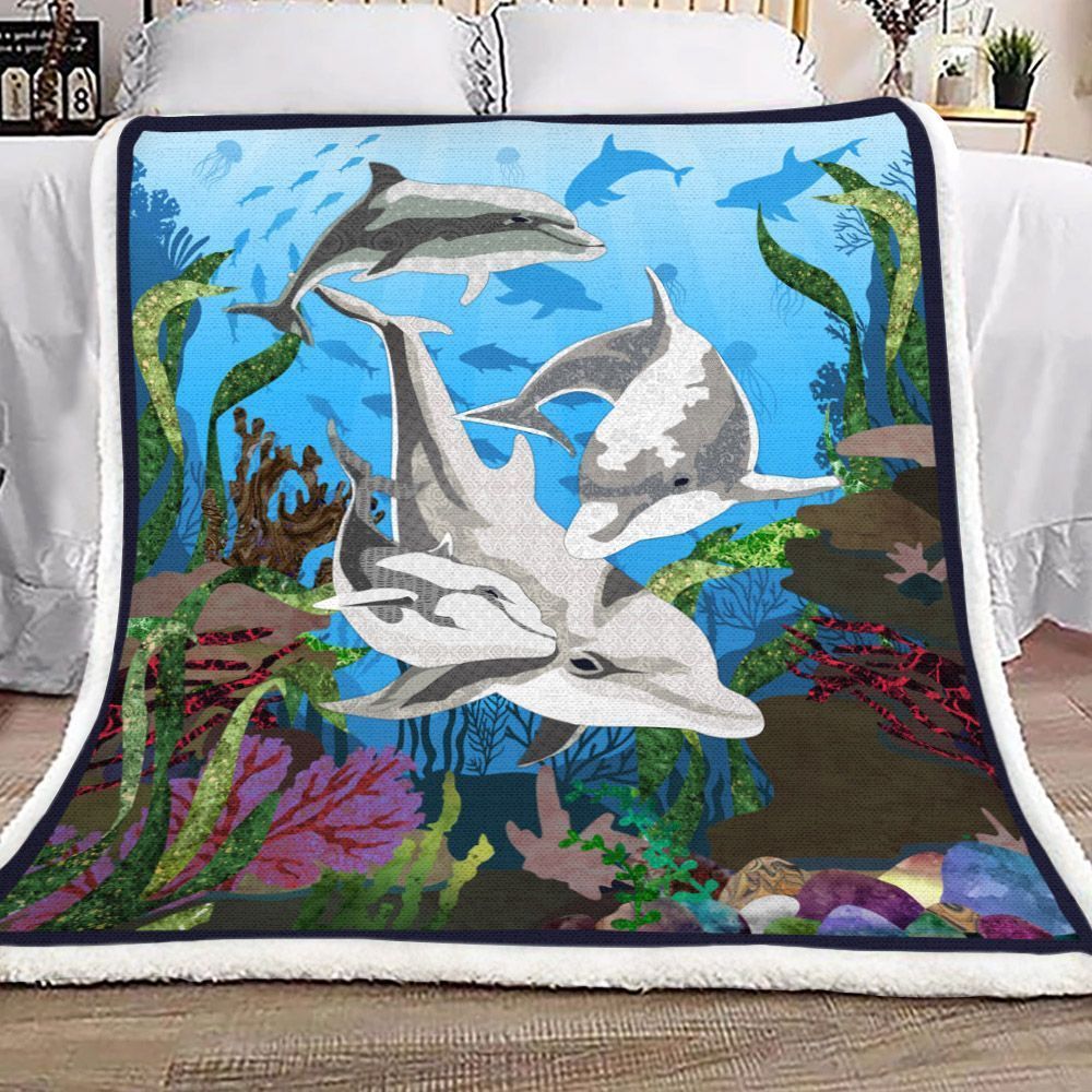 Dolphin Sherpa Fleece Blanket RRBF