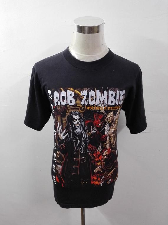 Sale Vtg 90S Rob Zombie Shirt Size Large Hellbilly Deluxe Concert Band Promo Tour Metal Rare T-Shirt