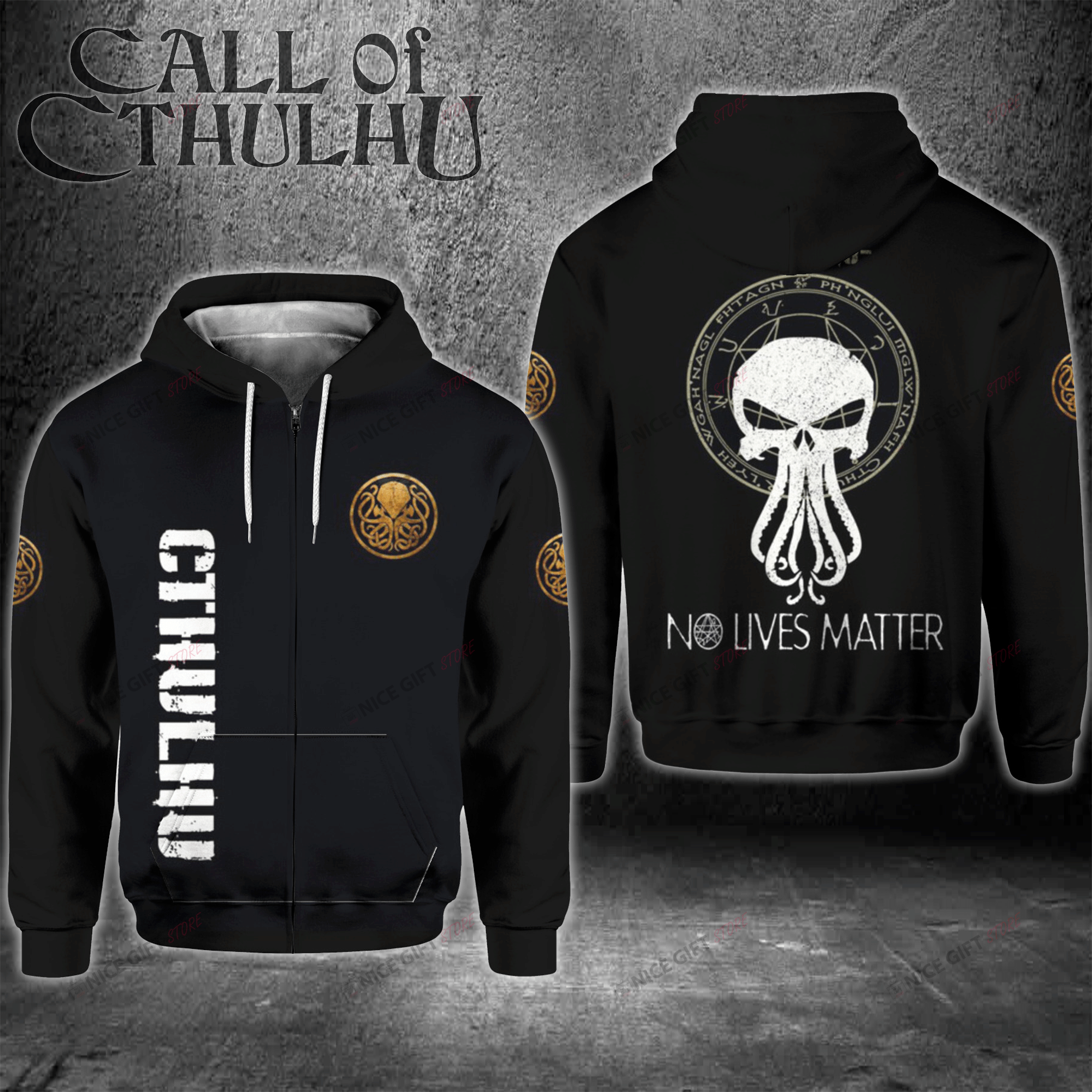 Cthulhu No Lives Matter Zip Hoodie 3D 3Zh-G7Y3