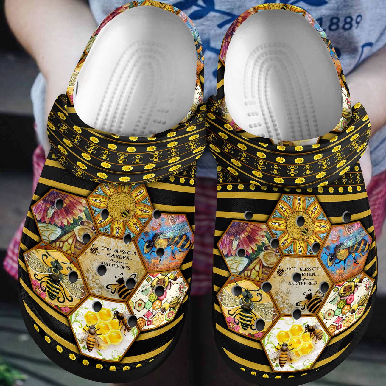 Bee Personalized Clog, Custom Name, Text, Color, Number Fashion Style For Women, Men, Kid, Print 3D God Bless Our Garden