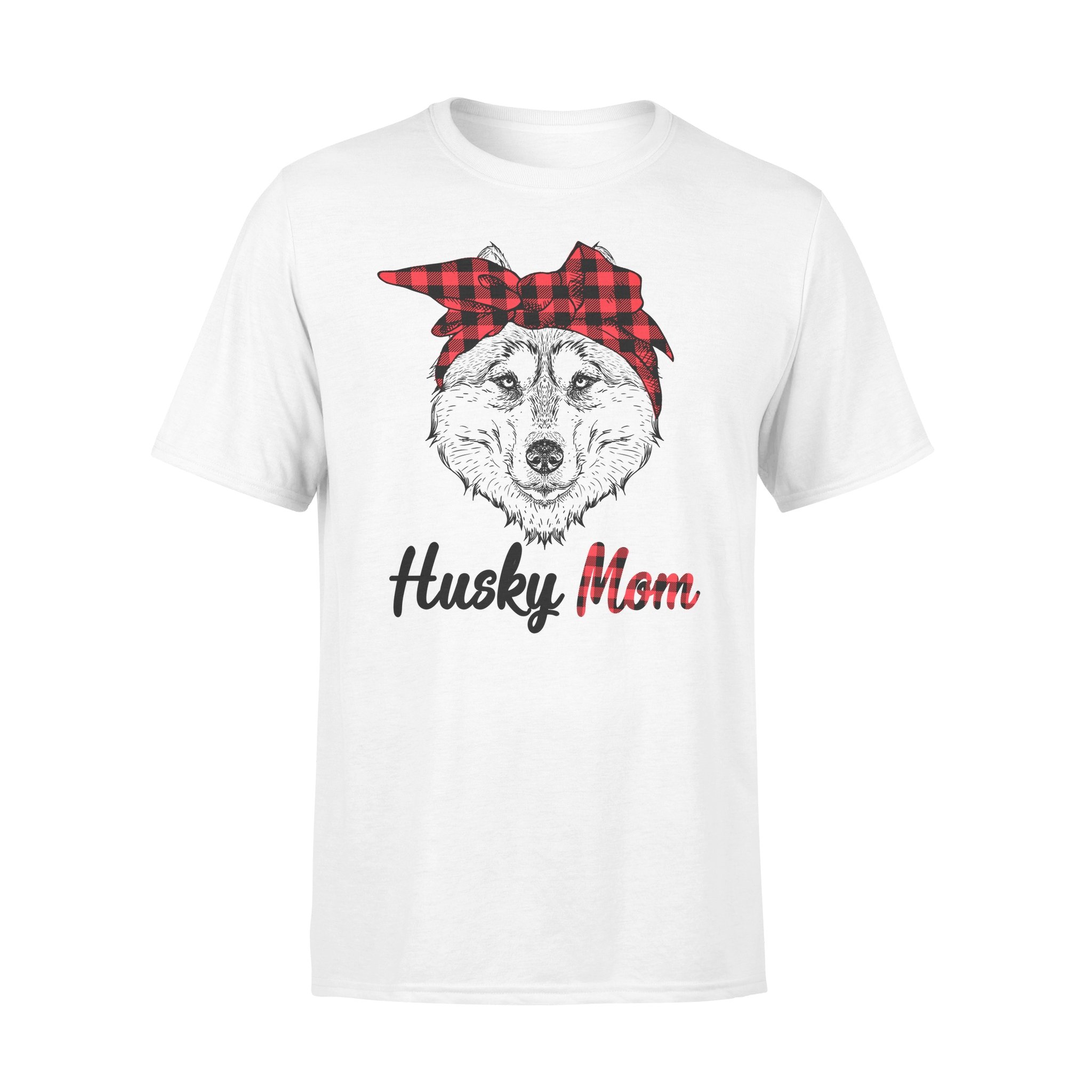 Dog gift idea Funny Husky Costume Plaid Bandana Huskie Puppy T-Shirt – Standard T-shirt