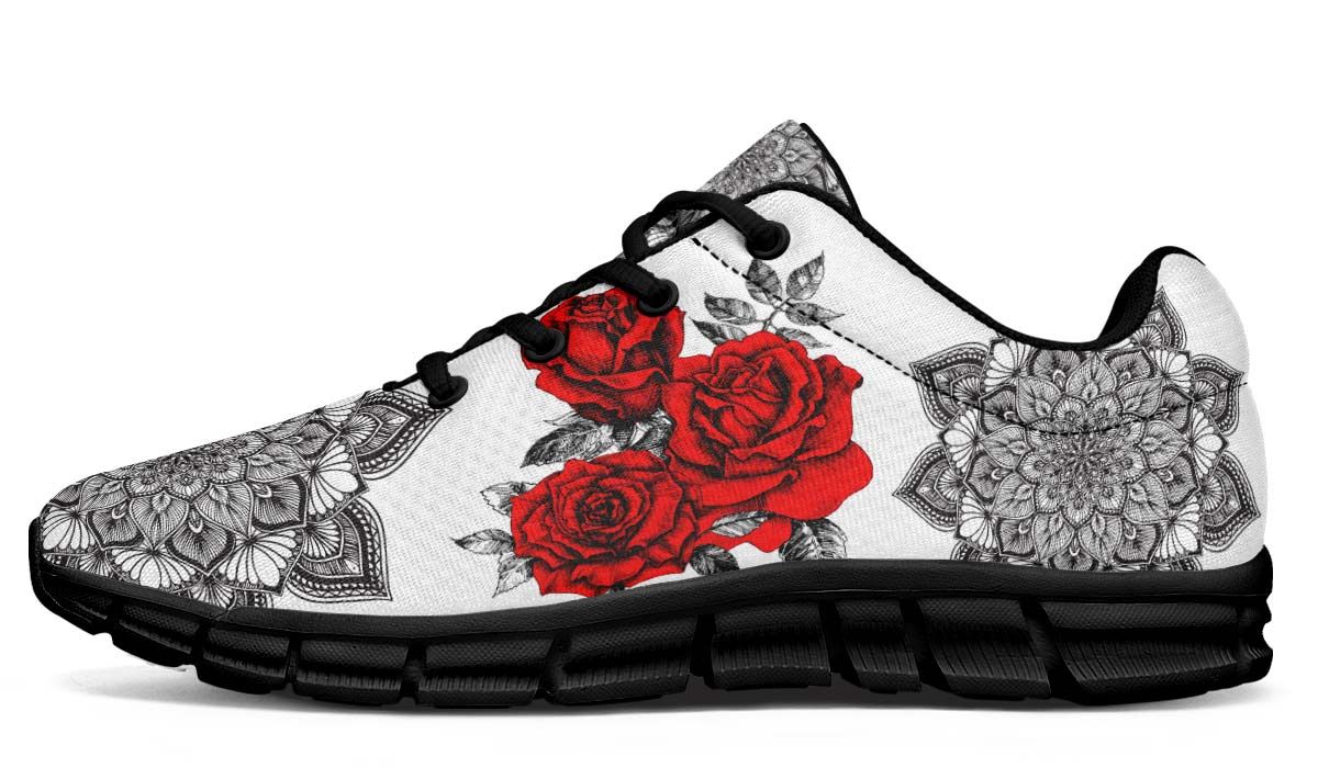 Artful Red Roses Breathable Sneakers Custom Shoes