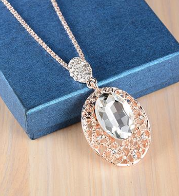 Women Chains Necklaces & pendants Big Large Crystal Chain Long Necklace Clothing Accessories Collier Rose Gold Color Neckless alx