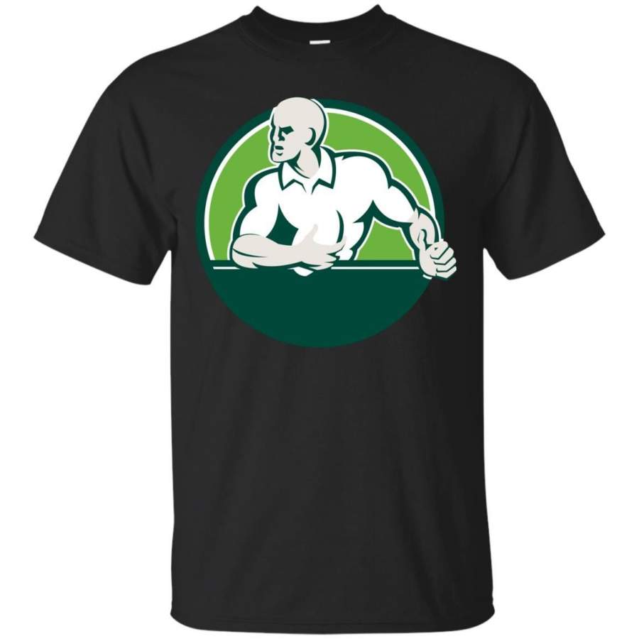 Rugby Player Running Ball Circle Retro T-Shirt