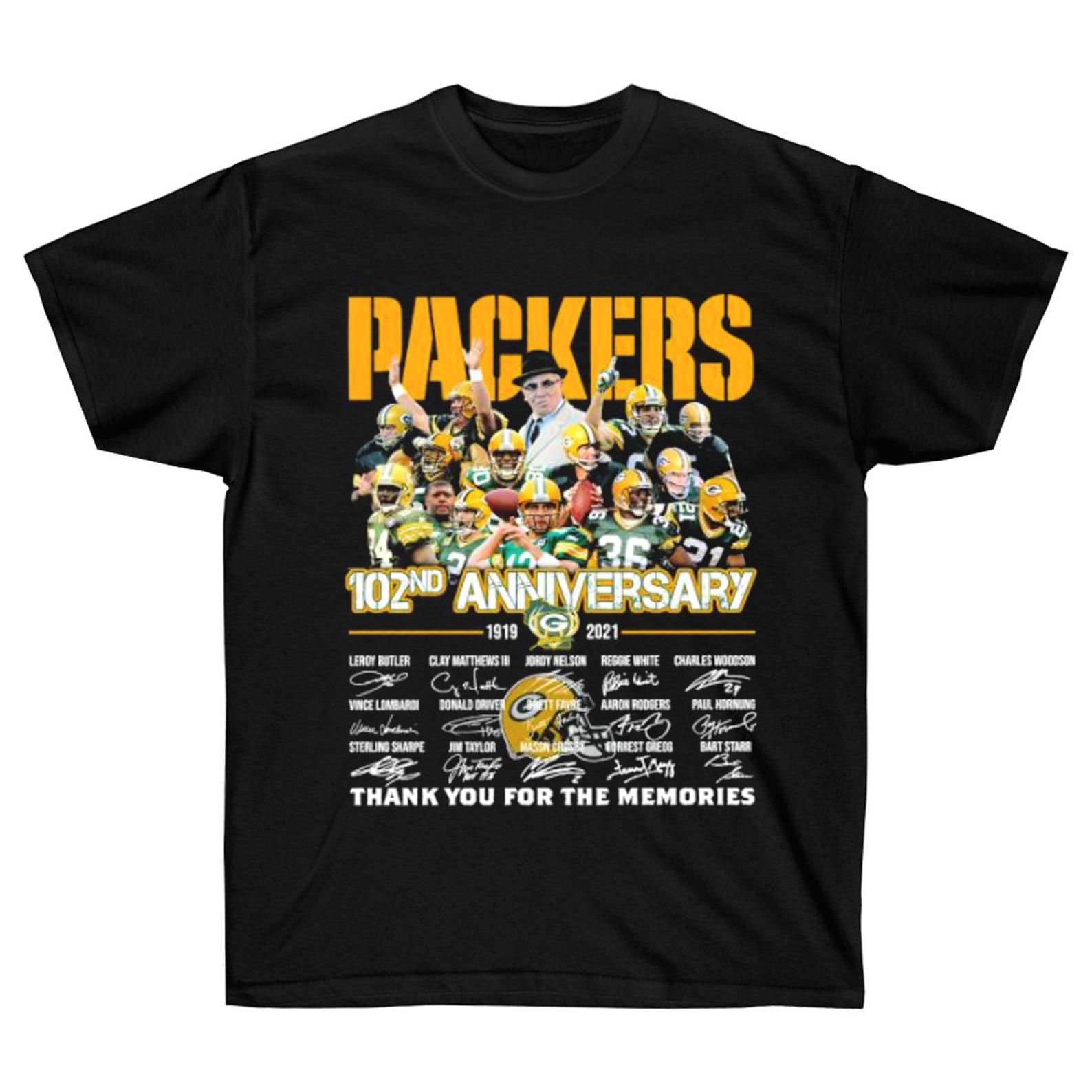 Green Bay Packers 102Nd Anniversary 1919 2021 Thank You For The Memories Signatures Shirt Green Bay Packers Shirt Green Bay Packers Tshirt