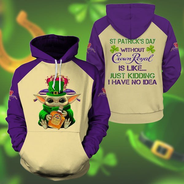 Yoda Crown Royal St Patrick Day Hoodie For Men And Women