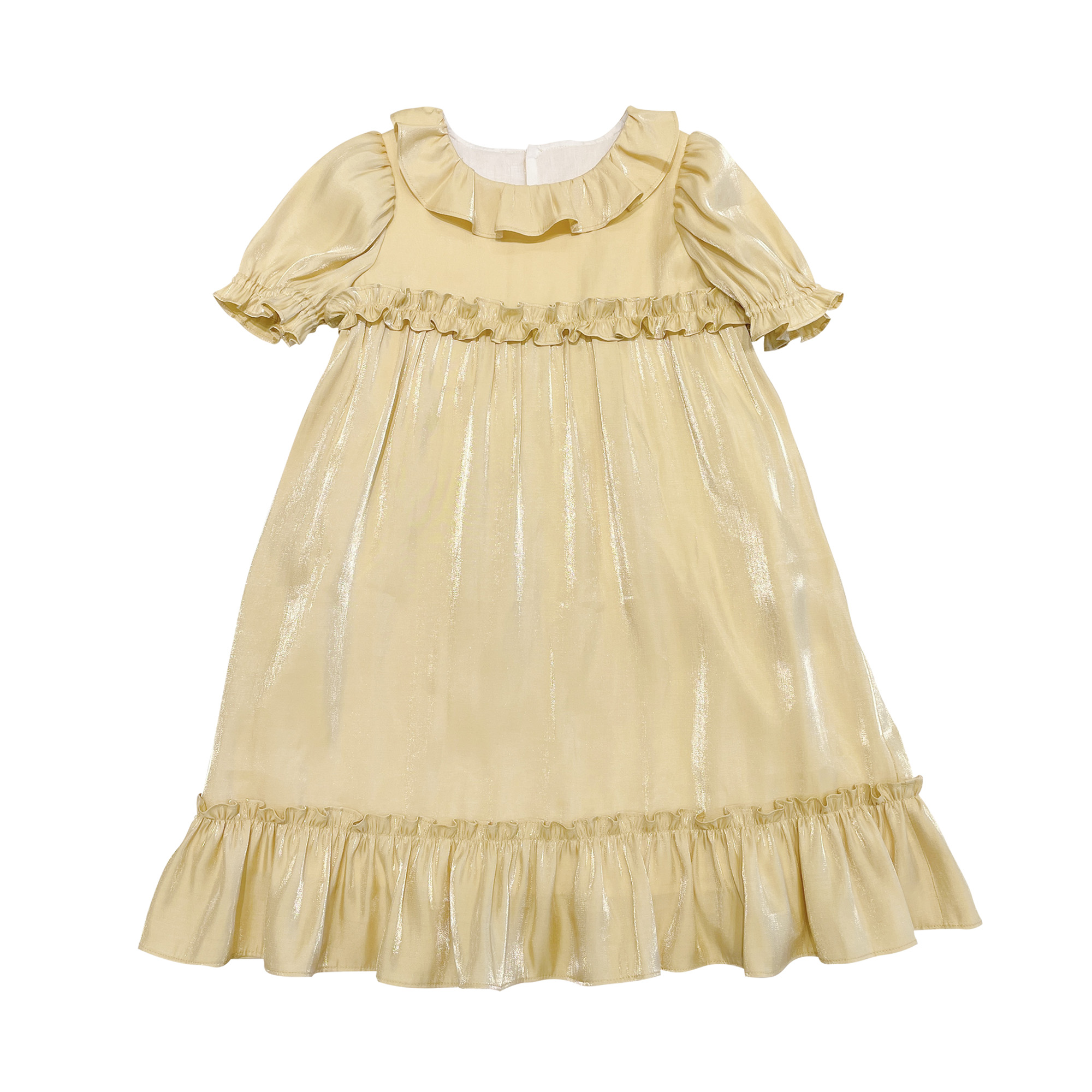 Sumcico 2021 Girls Dress Shiny Yellow Ruffles Lolita Style Dress Toddler Babys French Style Dress Age 2-14Y alx