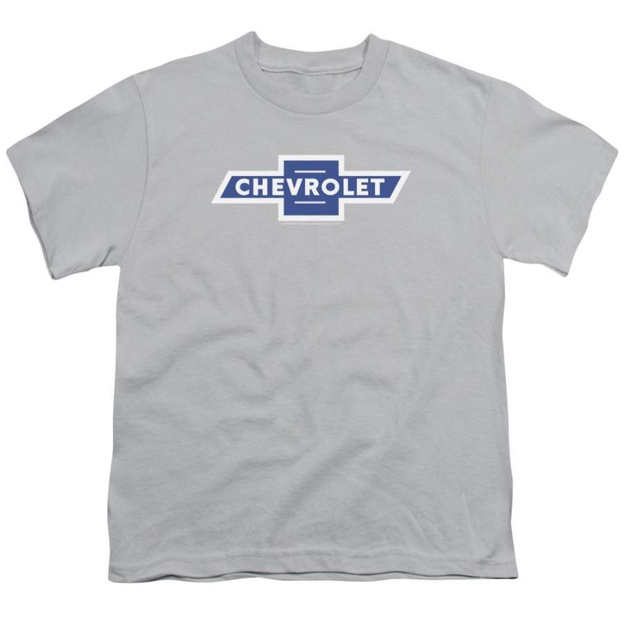 Chevrolet Vintage White Border Bowtie Youth T-Shirt (Ages 8-12)