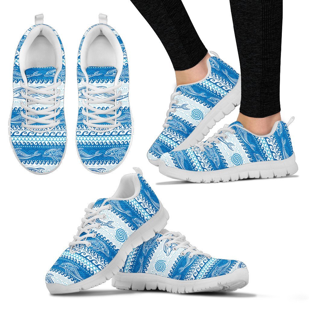 Dolphin Tribal Print Pattern Women Sneakers