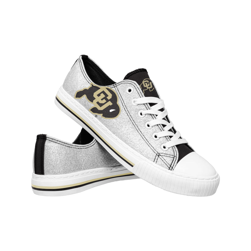 Colorado Buffaloes NCAA Womens Glitter Low Top Canvas Shoes