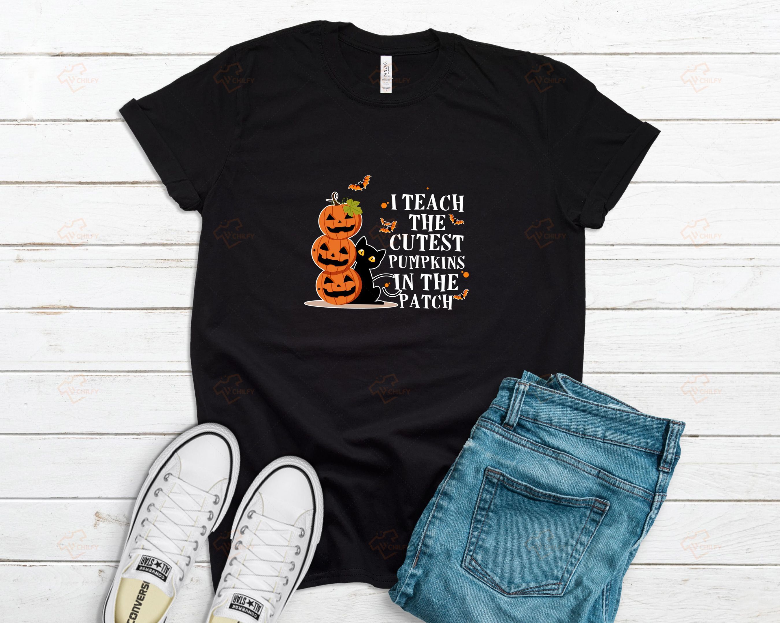 I Teach The Cutest Pumpkins In The Patch Shirt, Teacher Halloween Shirt, Teacher Pumpkin Shirt
