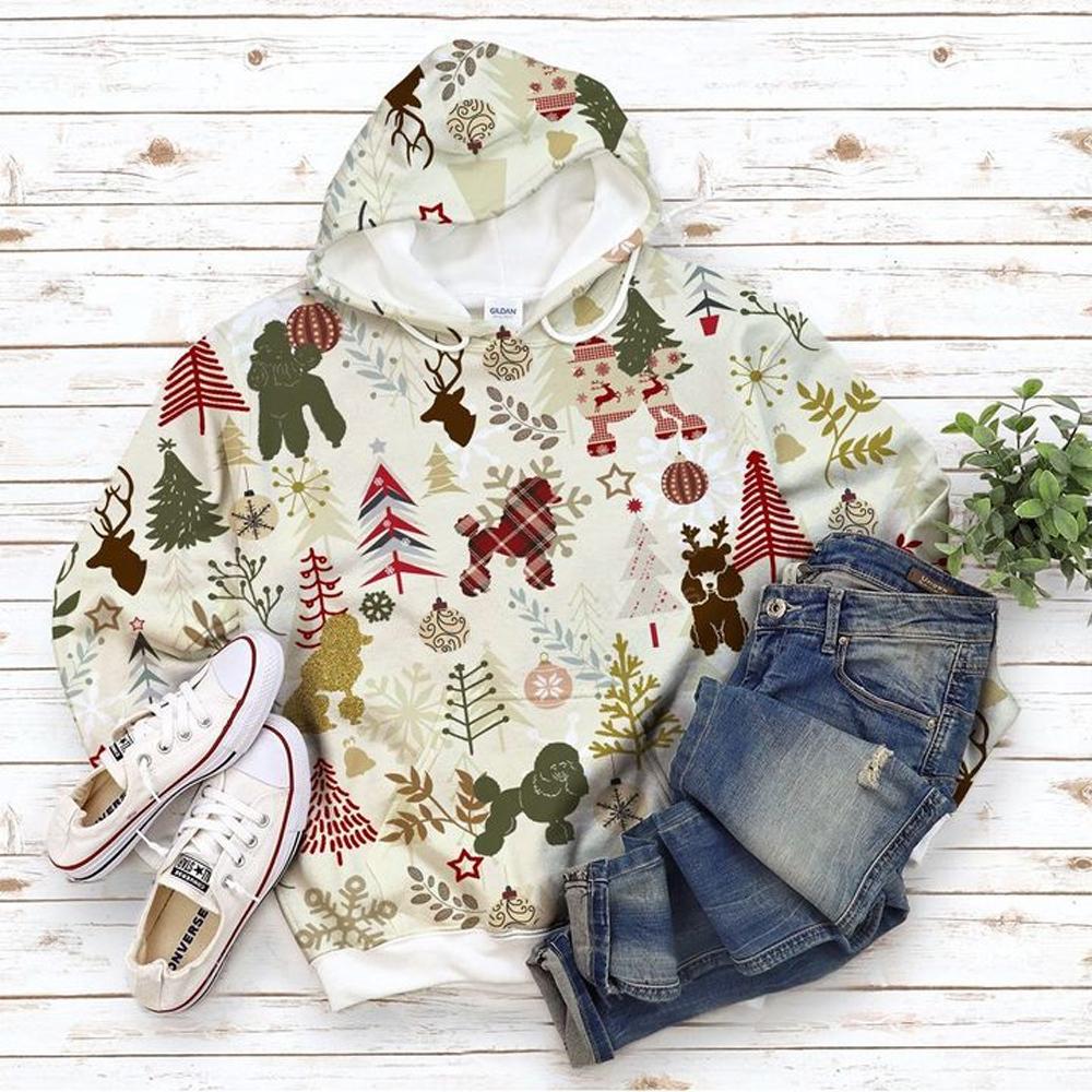 H Poodle Vintage Colours Christmas 3D All Over Printed Shirt