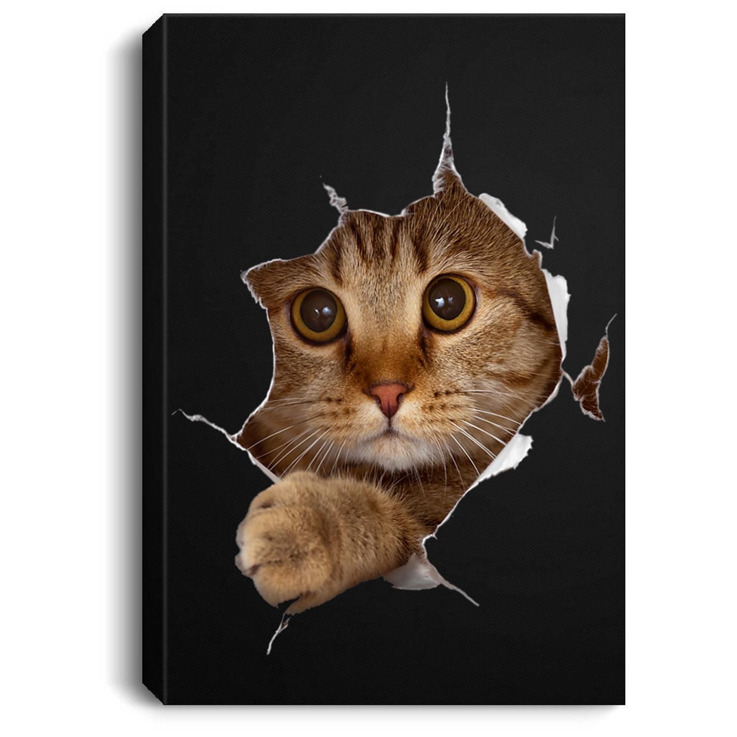 Sweet Kitten Torn Cloth – Funny Cat Lover Cat Owner Cat Lady Portrait Canvas