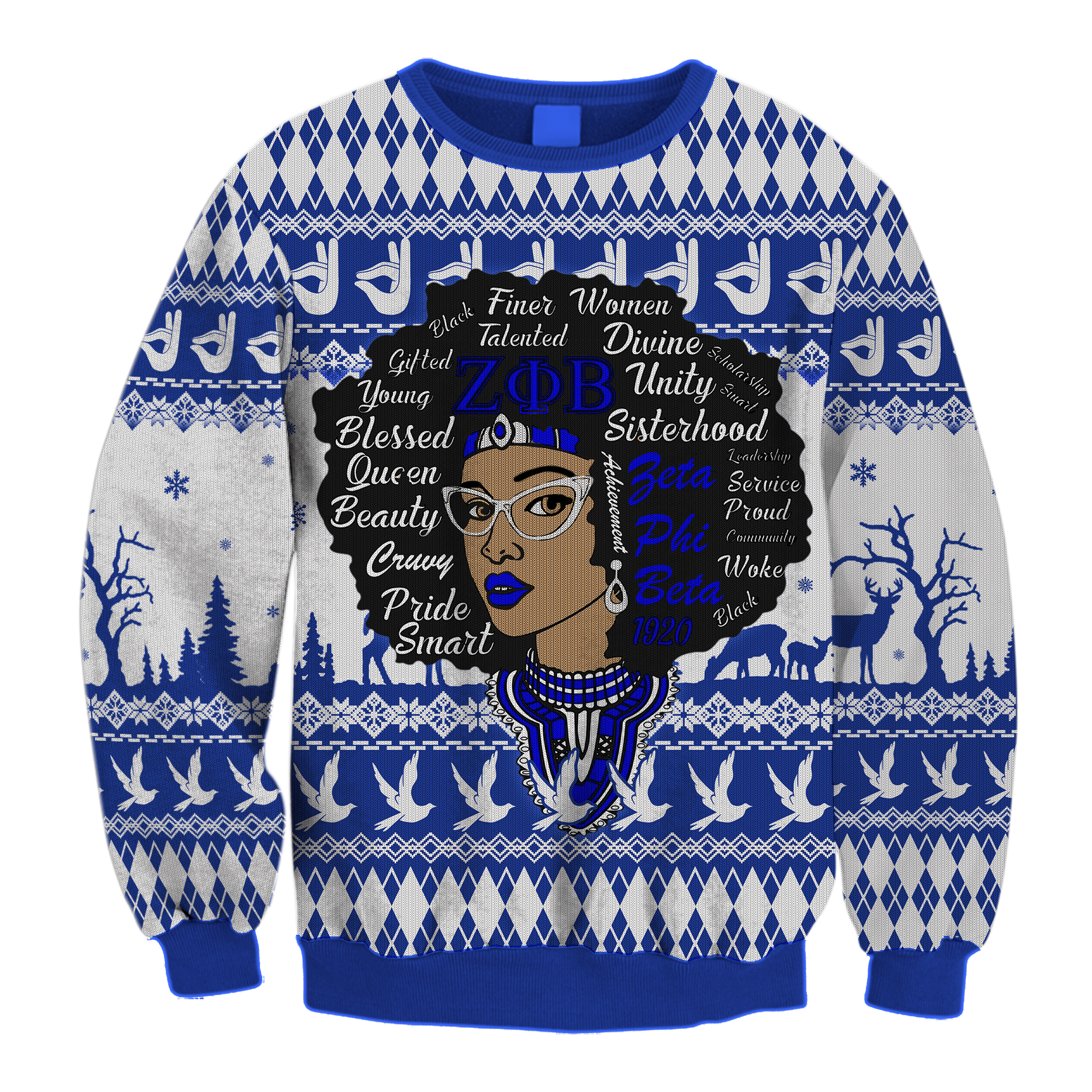 Sorority Sweatshirt – Lux Zeta Phi Beta Woman Dashiki Christmas Crewneck Sweatshirt