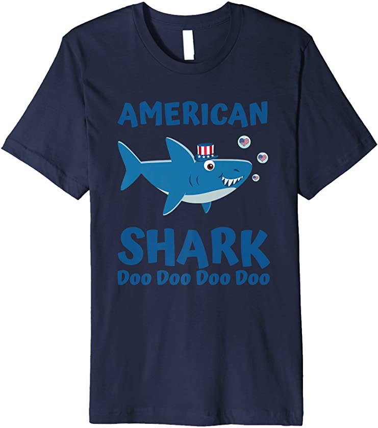 4th of July Independence Day Shirt Patriotic American Shark Premium T-Shirt