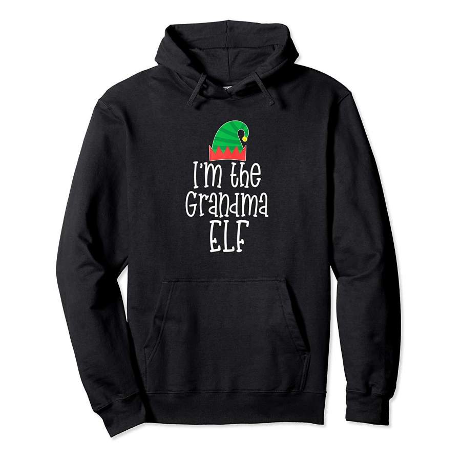 Womens I’m the Grandma Elf Funny Christmas Family Holiday Party Hoodie