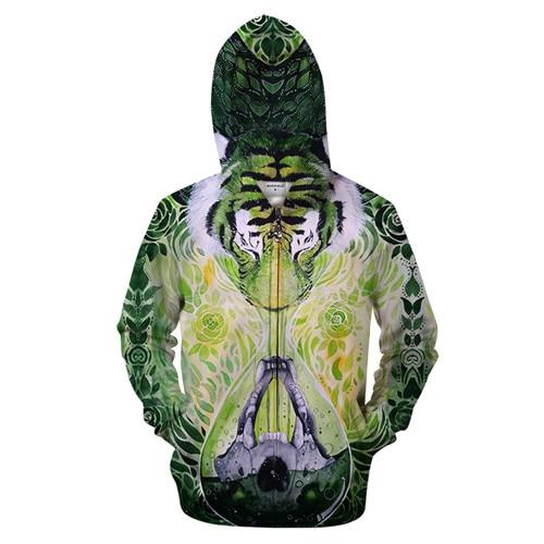 Dissolve in Time Tiger Zip-up Hoodie