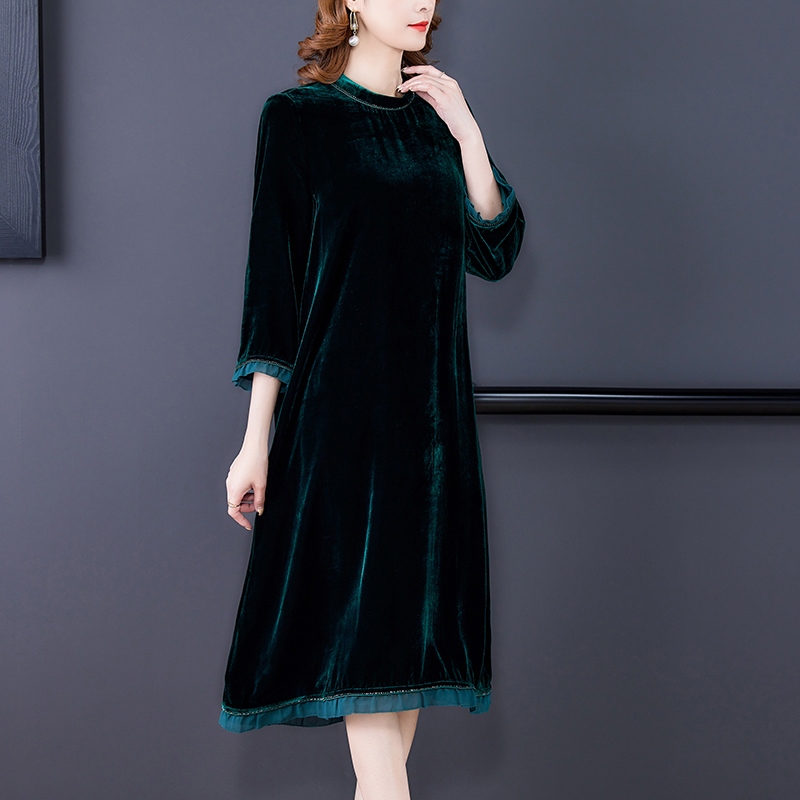 Winter Women Loose Velvet Thick Warm Midi Dress Autumn Korean Vintage Casual Solid Dress 2022 New Elegant Bodycon Party Vestidos alx