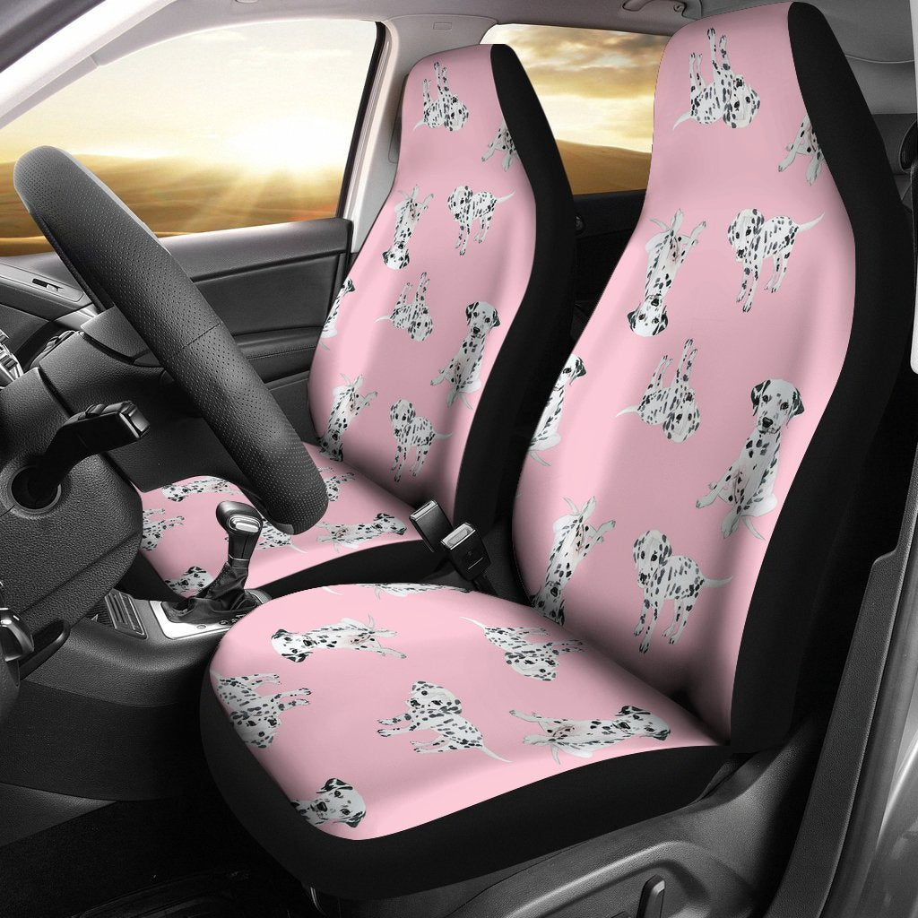 Puppy Dog Dalmatian Pattern Print Seat Cover Car Seat Covers Set 2 Pc, Car Accessories Car Mats