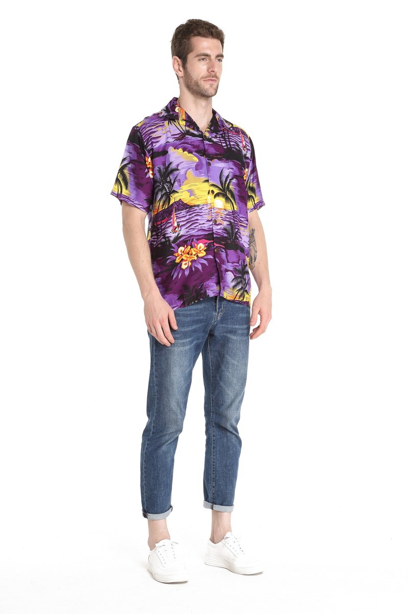 Men's Aloha Shirt Sunset Purple - Pinotee Store