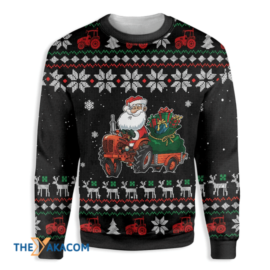Merry Xmas Santa Claus Farm Tractor Gift For Christmas Party Ugly Christmas Sweater