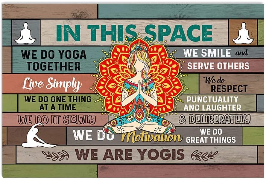 Vintage Yoga In This Space Live Simply We Do Great Things Poster Art Print      Home Decor Gift For Men Women Family Friend On Birthday Xmas