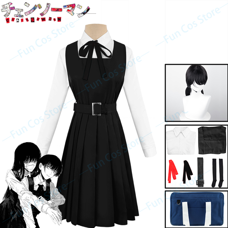 Anime Chainsaw Man ASA MITAKA Cosplay Costume Wig Tattoo Stickers JK School Uniform War Devil Dress Shirt Socks Tie Season 2 alx