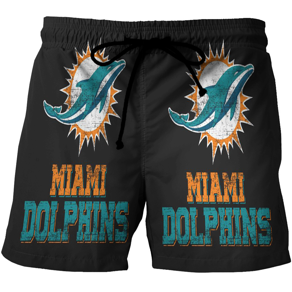 Miami Dolphins Logo Art Illustration 2 3D All Over Print Summer Beach Hawaiian Short