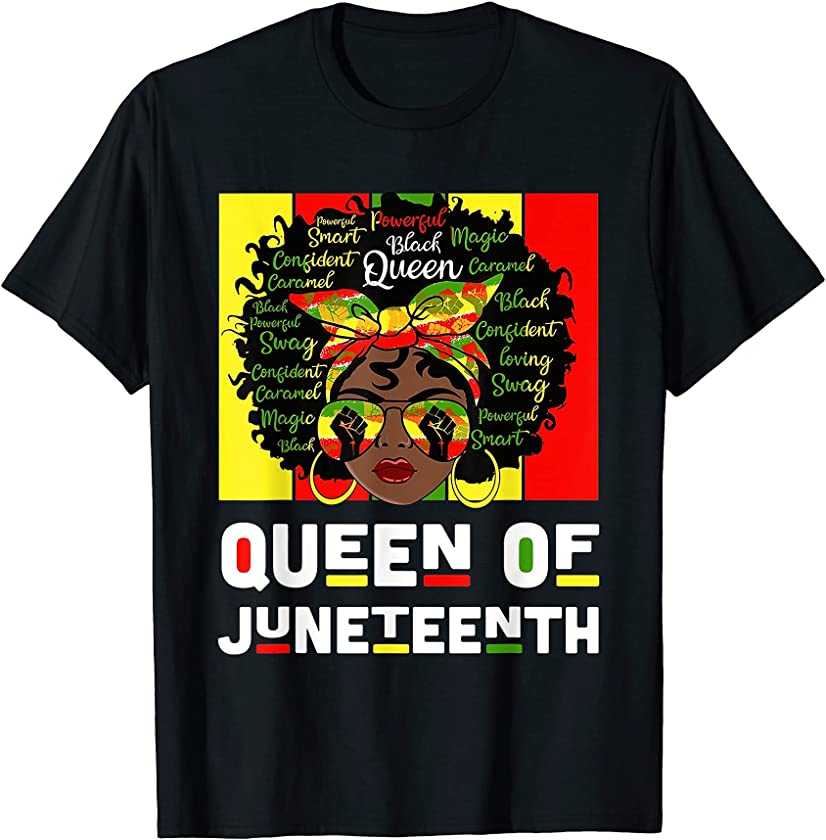 Queen Of Juneteenth Melanin Black Women Natural Hair Afro T-Shirt