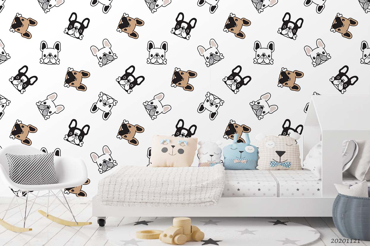 3D Cartoon Animals Dog Wall Mural Wallpaper Lqh 55