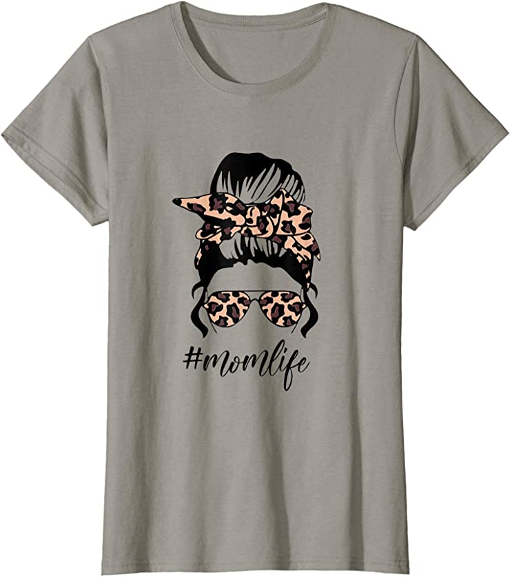 Womens Mothers Day Classy Mom Life with Leopard Pattern Shades T-Shirt