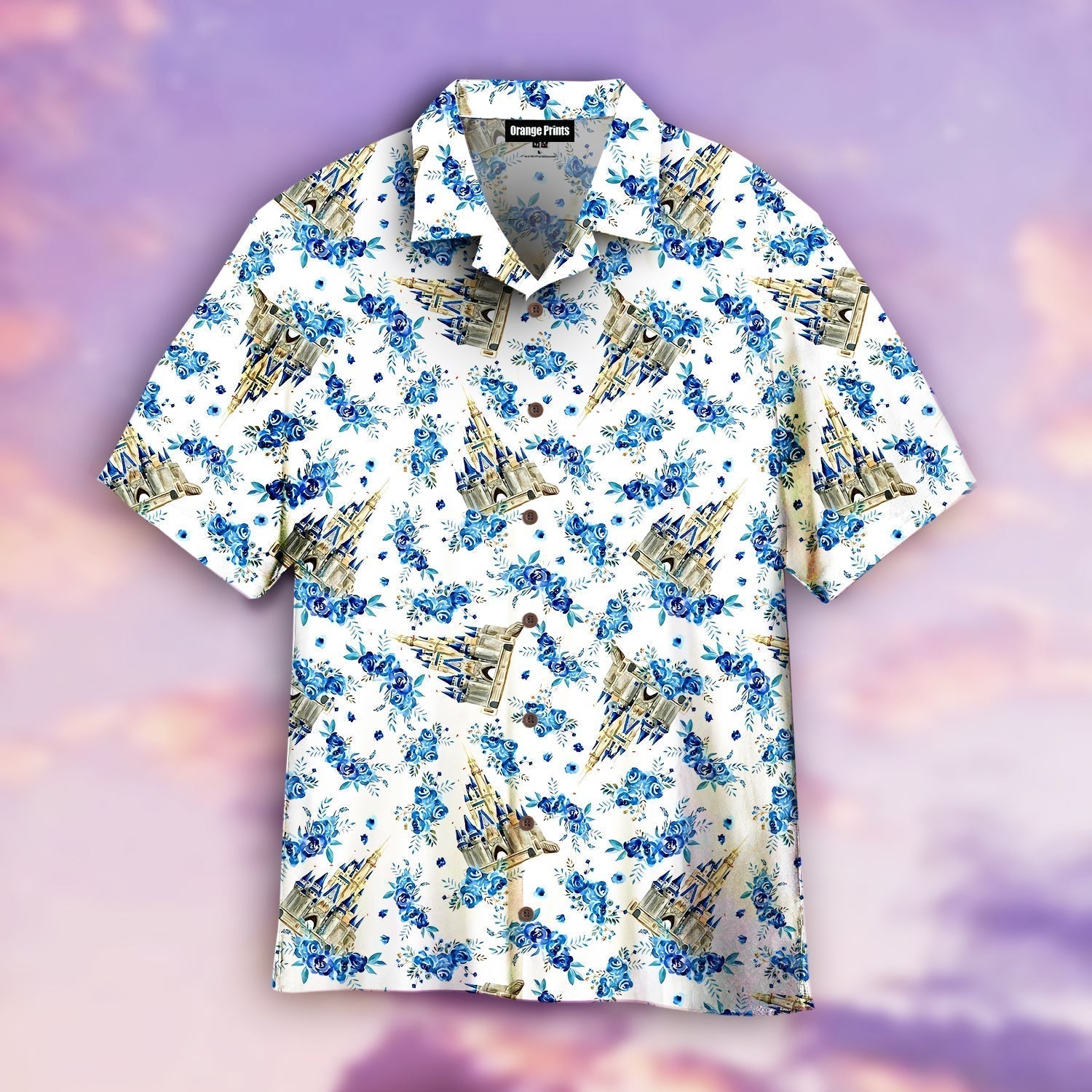 Magic Kingdom Blue Floral Hawaii Shirt For Men And Women Ha40130