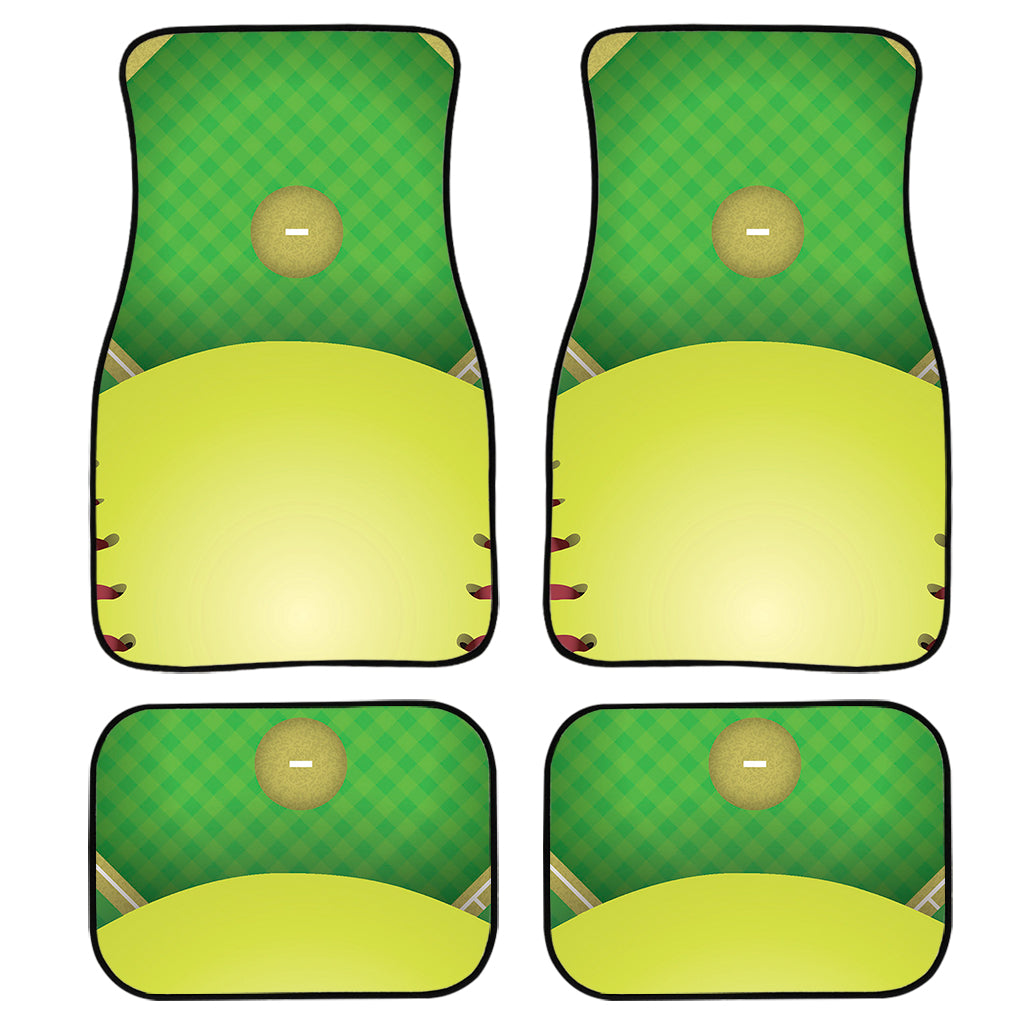 Softball Field And Ball Print Front And Back Car Floor Mats, Front Car Mat