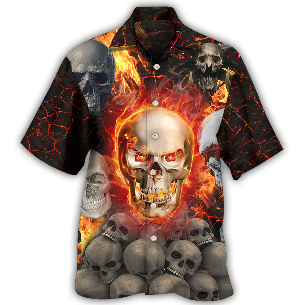 Skull Lava On Fire Hawaii Shirt Ha92645