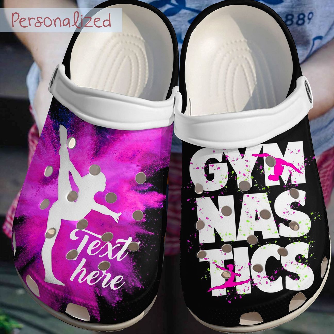 Gymnastic Personalized Clog, Custom Name, Text, Color, Number Fashion Style For Women, Men, Kid, Print 3D Never Give Up