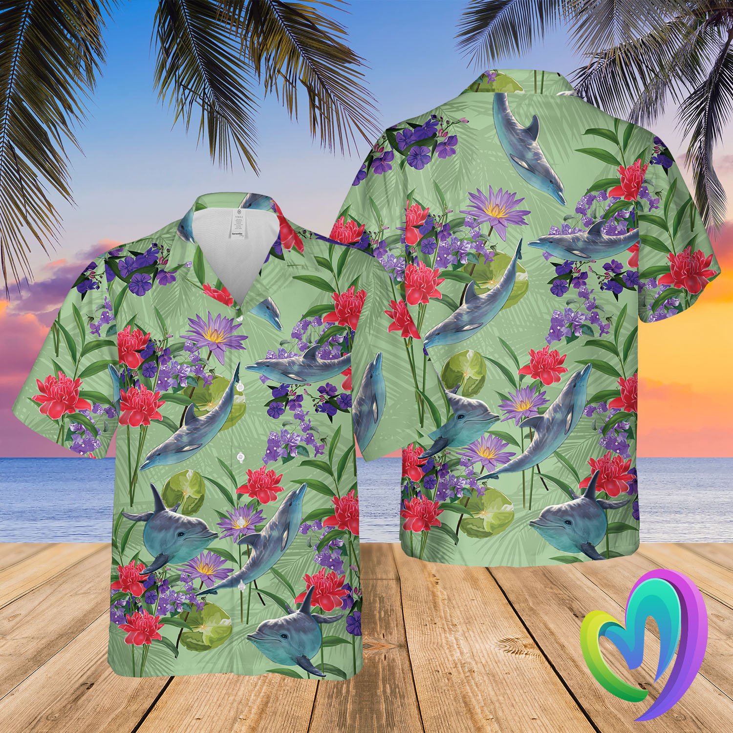 Dolphin Hawaii Summer Beach Shirt Funny Aloha Ha84953